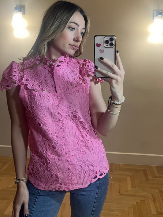 Lace short sleeves top