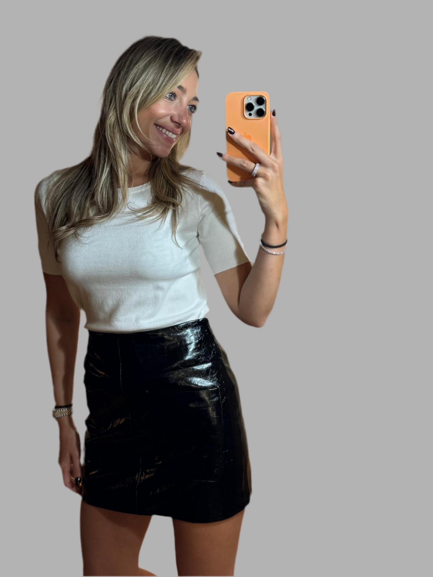 Vinyl mini skirt