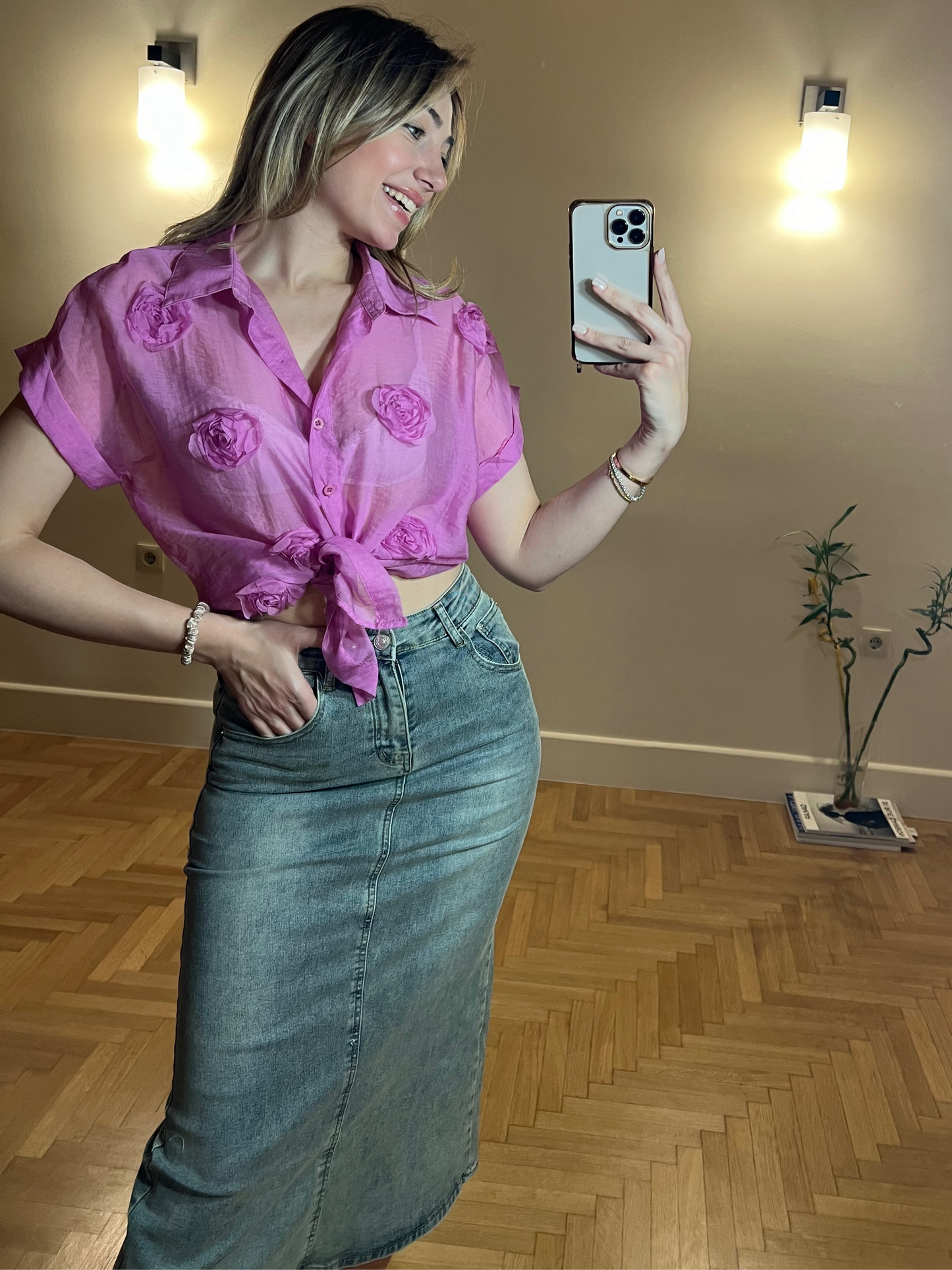 Denim long skirt