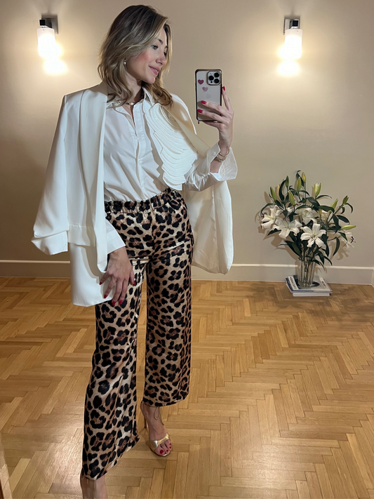 Leopard satin pants