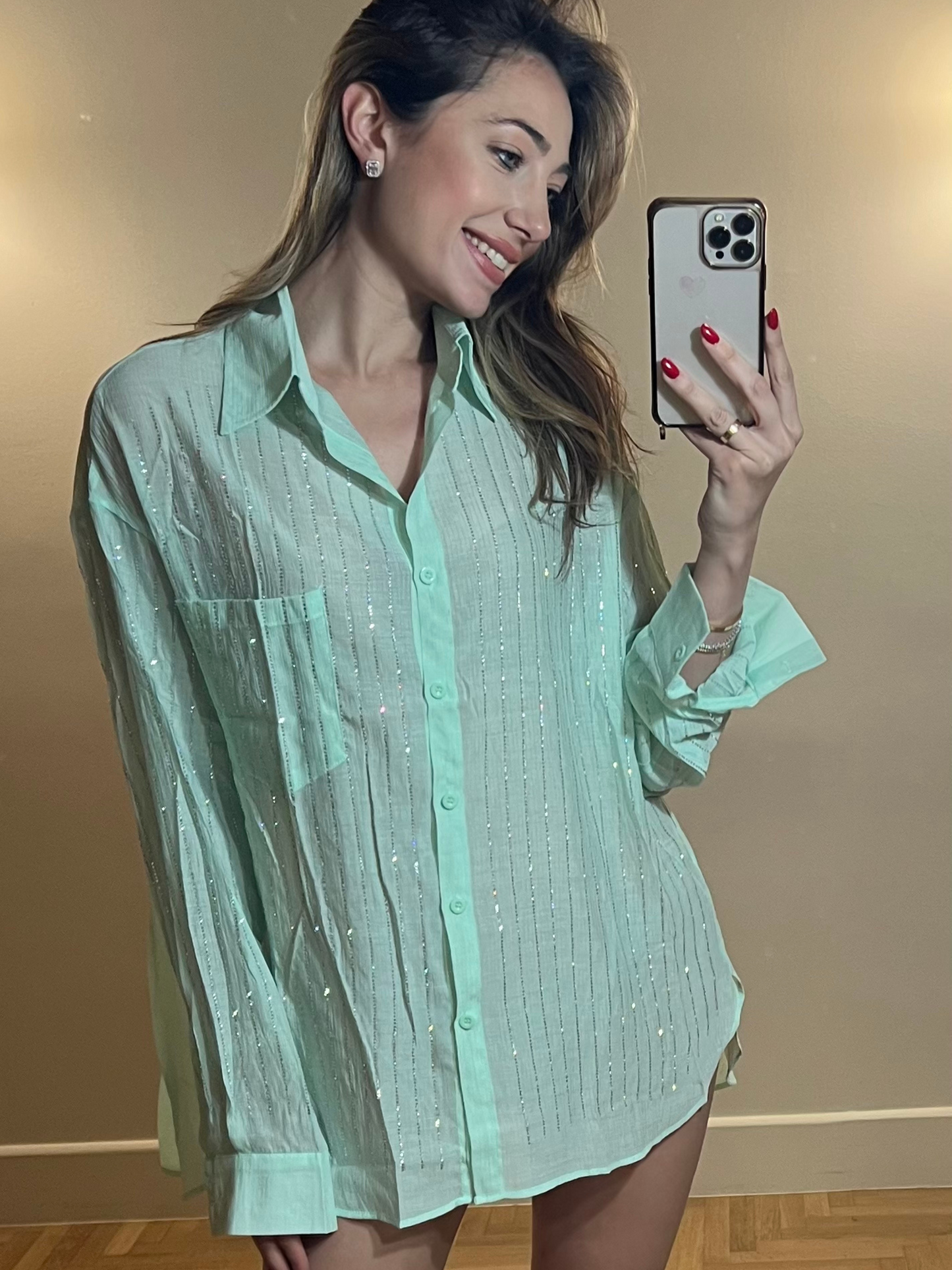 Oversized shirt with crystal