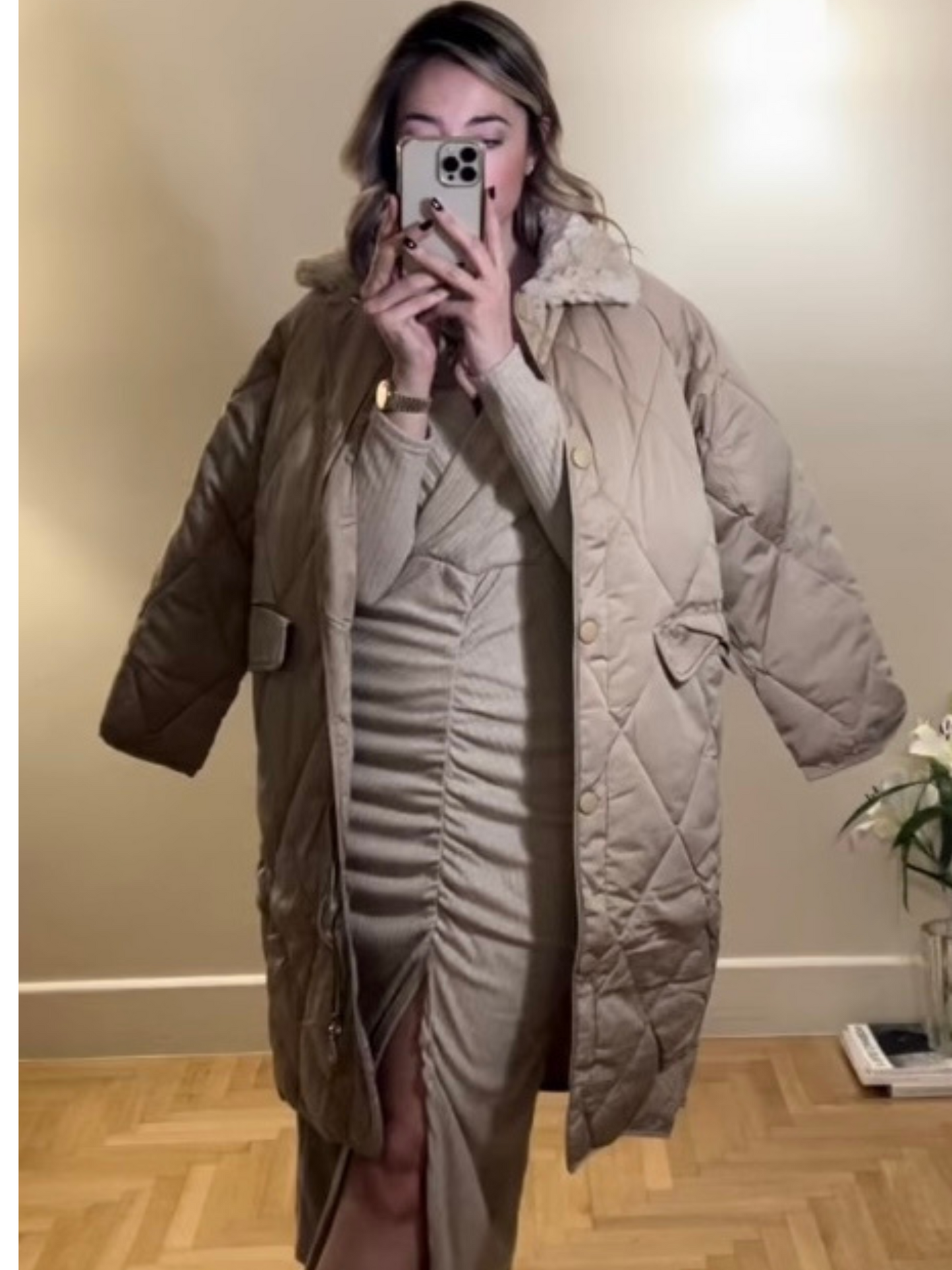 Quilted jacket wrap coat